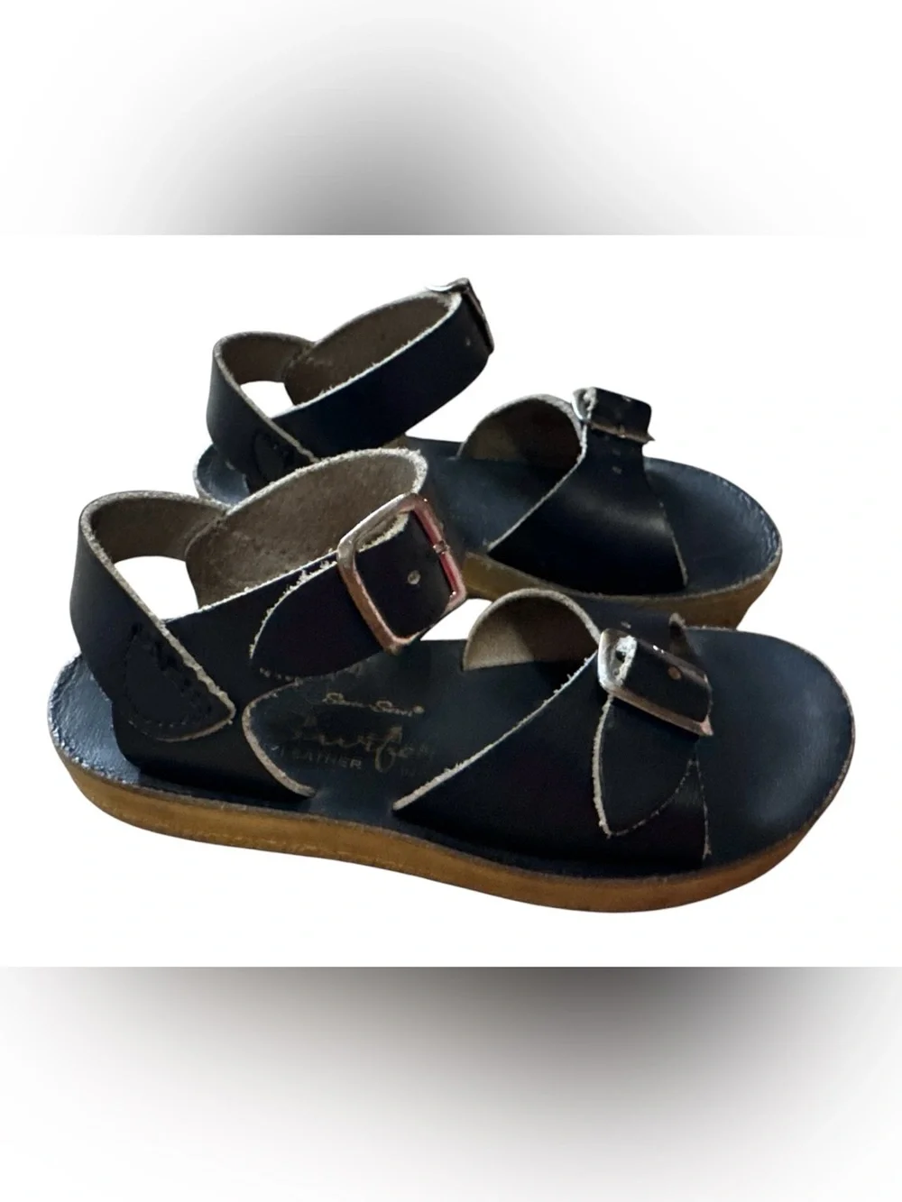 Kids Sun San Navy Buckle Sandals - Classic Adjustable Straps size 7
